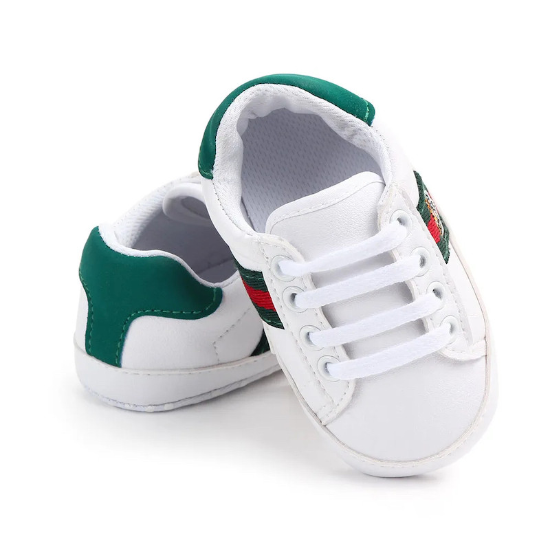 Baby shoes 6–18-month pu Anti-slip sneakers White Green Tiger